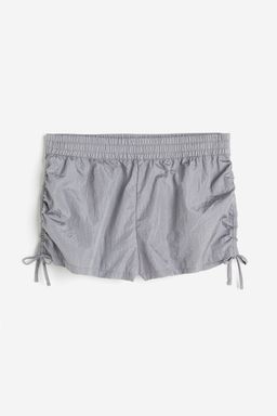 H&M - Women Grey Drawstring-Detail Nylon Pull-On Shorts