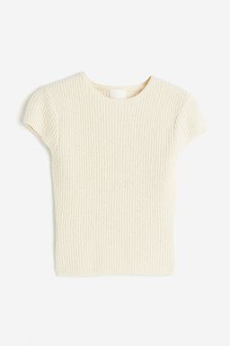 H&M - Women White Cap-Sleeved Rib-Knit Top