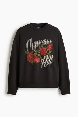 H&M - Men Black Oversized Fit Printed Sweatshirt