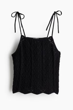 H&M - Women Black Pointelle-Knit Top