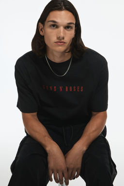 H&M - Men Multi-Color Loose Fit Vintage-Look Printed T-Shirt