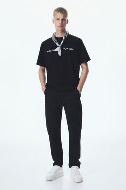 H&M - Men Black Loose Fit Printed T-Shirt