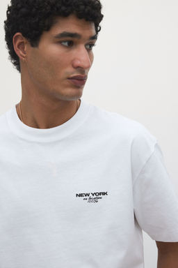 H&M - Men White Loose Fit Printed T-Shirt