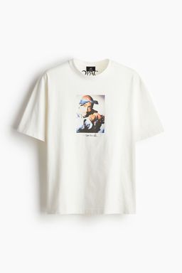 H&M - Men White Loose Fit Printed T-Shirt