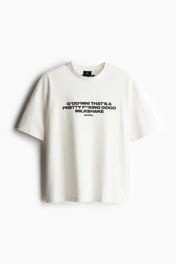 H&M - Men White Loose Fit Printed T-Shirt
