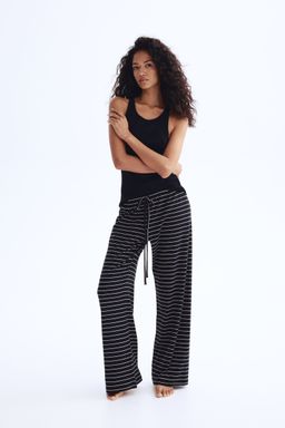 H&M - Women Black Cotton-Blend Trousers