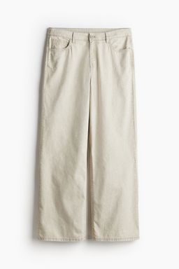 H&M - Women Beige Straight Twill Trousers
