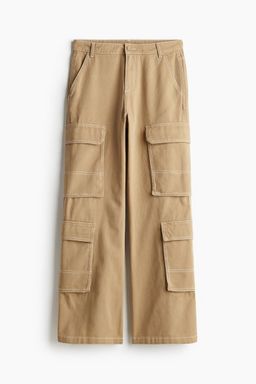 H&M - Women Beige Wide Cargo Trousers