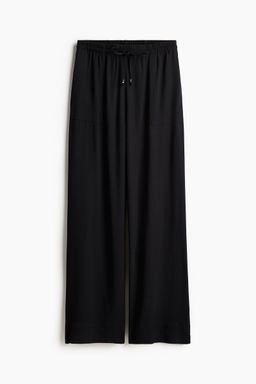 H&M - Women Black Viscose Drawstring Trousers
