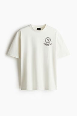 H&M - Men White Loose Fit Printed T-Shirt