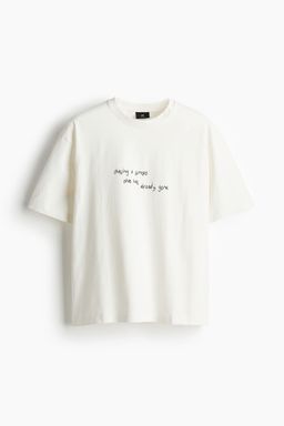 H&M - Men White Loose Fit Printed T-Shirt