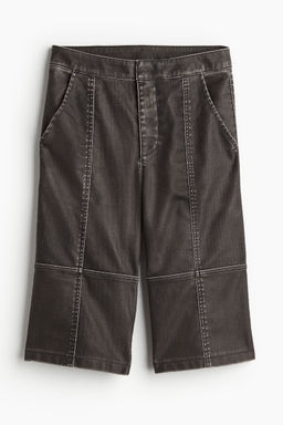 H&M - Women Black Distressed-Look Capri Trousers
