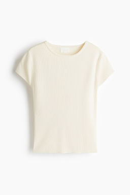 H&M - Women Beige Fine-Knit T-Shirt