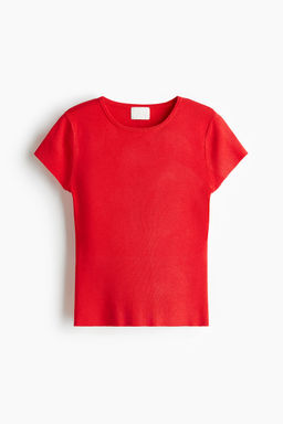 H&M - Women Red Fine-Knit T-Shirt