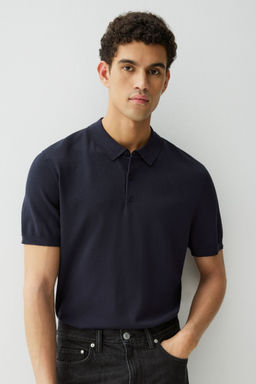 H&M - Men Blue Slim Fit Polo Shirt