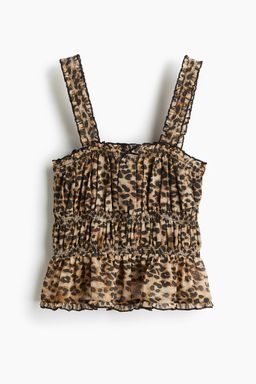 H&M - Women Multi-Color Sheer Frill-Trimmed Top