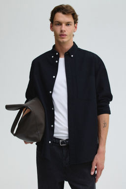 H&M - Men Black Regular Fit Oxford Shirt