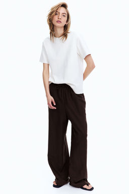 H&M - Women Brown Linen-Blend Trousers