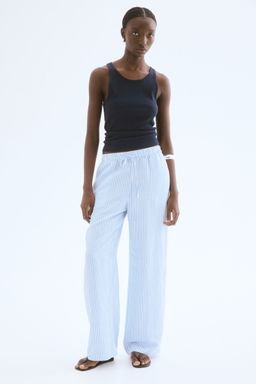 H&M - Women Blue Linen-Blend Trousers