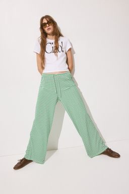 H&M - Women Green Wide Drawstring Trousers