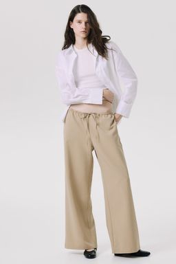 H&M - Women Beige Twill Drawstring Trousers