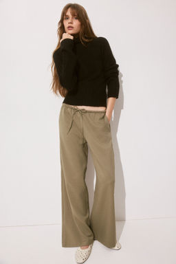H&M - Women Green Twill Drawstring Trousers
