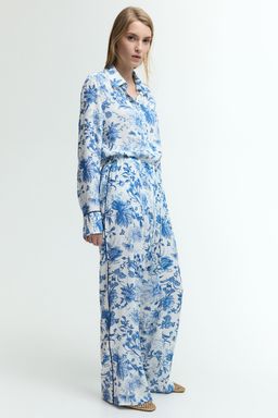 H&M - Women Blue Cra Pe Drawstring Trousers