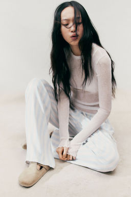 H&M - Women Blue Straight Drawstring Trousers