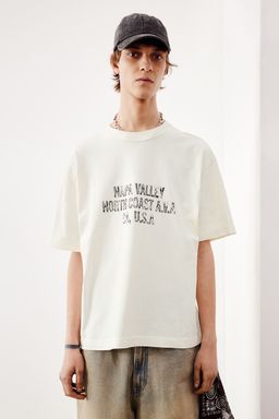 H&M - Men White Loose Fit Printed T-Shirt