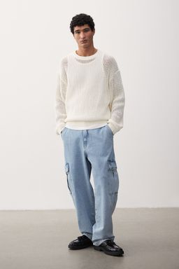H&M - Men Blue Loose Cargo Jeans