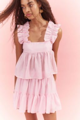 H&M - Women Pink Flounced Mini Skirt