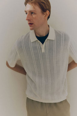H&M - Men White Regular Fit Polo Shirt