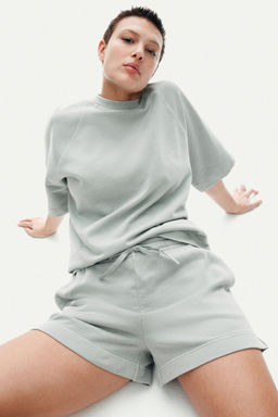 H&M - Women Turquoise Washed Cotton Sweatshorts