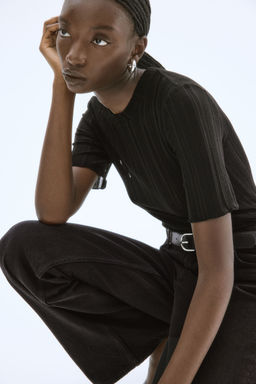 H&M - Women Black Rib-Knit Top