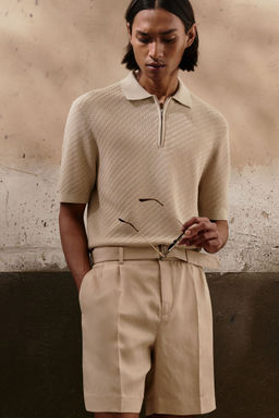 H&M - Men Beige Slim Fit Polo Shirt