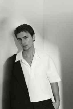 H&M - Men White Loose Fit Polo Shirt