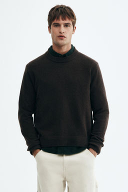 H&M - Men Brown Regular Fit Fine-Knit Wool Jumper