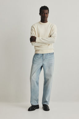 H&M - Men White Regular Fit Fine-Knit Wool Jumper