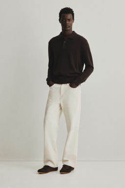 H&M - Men Brown Regular Fit Wool Polo Shirt