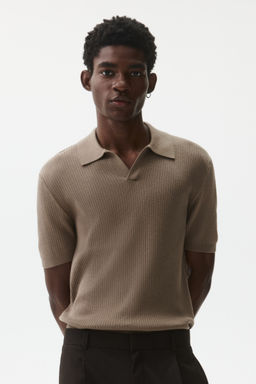H&M - Men Beige Slim Fit Polo Shirt