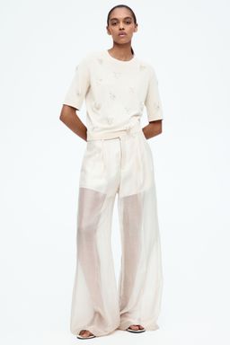 H&M - Women White Bead-Embellished Top