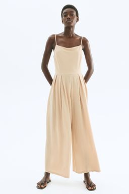 H&M - Women Beige Pleated Jumpsuit