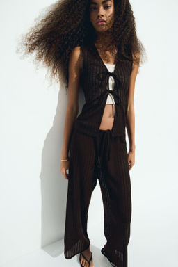 H&M - Women Brown Knitted Drawstring Trousers