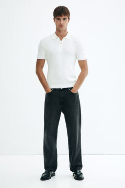 H&M - Men White Slim Fit Zip-Top Polo Shirt