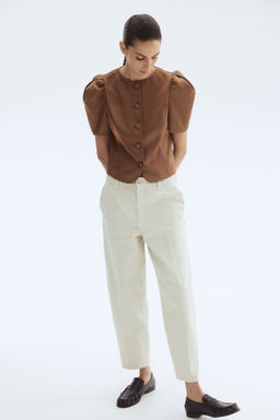 H&M - Women White Barrel High Ankle Jeans