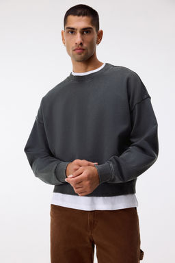 H&M - Men Grey Oversized Fit Washed-Look Sweatshirt