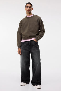 H&M - Men Green Oversized Fit Washed-Look Sweatshirt