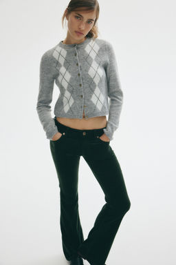 H&M - Women Green Fla Corduroy Trousers