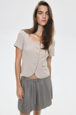 H&M - Women Beige Button-Front Top