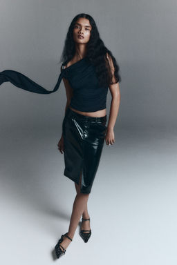 H&M - Women Black Draped Cold-Shoulder Top